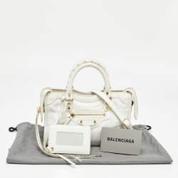 مملوكة مسبقًا Balenciaga White Leather Nano Classic City Tote