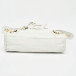 مملوكة مسبقًا Balenciaga White Leather Nano Classic City Tote