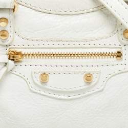 مملوكة مسبقًا Balenciaga White Leather Nano Classic City Tote