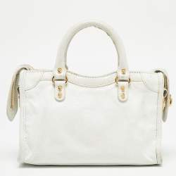 مملوكة مسبقًا Balenciaga White Leather Nano Classic City Tote