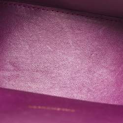 Pre Owned Balenciaga Purple Croc Embossed Leather XS Hourglass Top Handle Bag