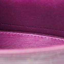 Pre Owned Balenciaga Purple Croc Embossed Leather XS Hourglass Top Handle Bag