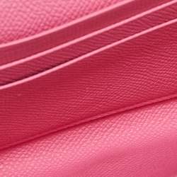 Pre Owned Balenciaga Pink Leather Logo Flap Chain Clutch