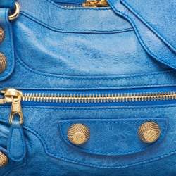 مملوكة مسبقًا Balenciaga Blue Leather GGH Motorcycle City Bag