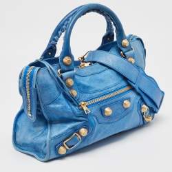 مملوكة مسبقًا Balenciaga Blue Leather GGH Motorcycle City Bag