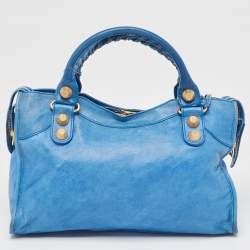 مملوكة مسبقًا Balenciaga Blue Leather GGH Motorcycle City Bag