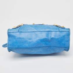 مملوكة مسبقًا Balenciaga Blue Leather GGH Motorcycle City Bag