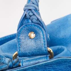 مملوكة مسبقًا Balenciaga Blue Leather GGH Motorcycle City Bag