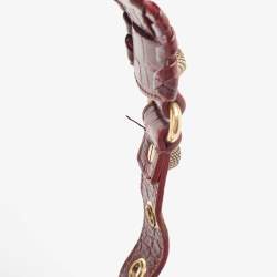 Pre Owned Balenciaga Burgundy Croc Embossed Leather XS Le Cagole Shoulder Bag