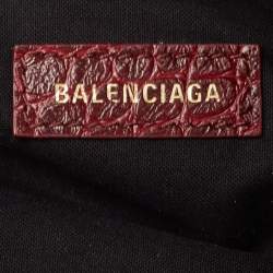 Pre Owned Balenciaga Burgundy Croc Embossed Leather XS Le Cagole Shoulder Bag