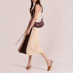 Pre Owned Balenciaga Burgundy Croc Embossed Leather XS Le Cagole Shoulder Bag