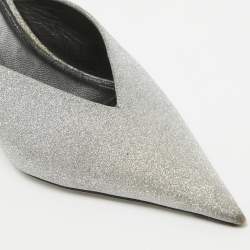 Balenciaga Silver Glitter Knife Mules Size 39