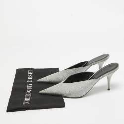 Balenciaga Silver Glitter Knife Mules Size 39