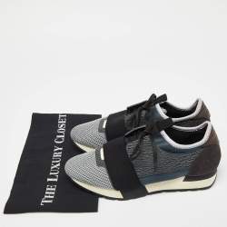 مملوكة مسبقًا Balenciaga Tri Color Leather, Mesh and Suede Race Runner Sneakers Size 39