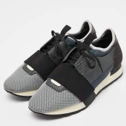 مملوكة مسبقًا Balenciaga Tri Color Leather, Mesh and Suede Race Runner Sneakers Size 39