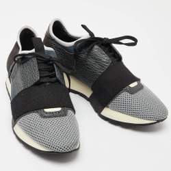 مملوكة مسبقًا Balenciaga Tri Color Leather, Mesh and Suede Race Runner Sneakers Size 39