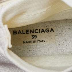 Balenciaga Cream Knit Fabric Speed Lace Up Sneakers Size 39