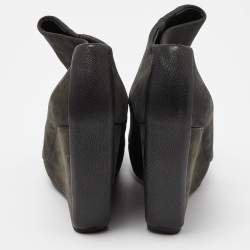 Balenciaga Grey Nubuck Leather Wedge Platform Ankle Booties Size 39