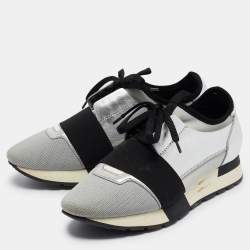 Balenciaga Tricolor Leather and Neoprene Race Runner Sneakers Size 38