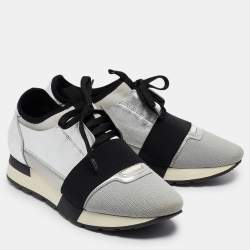 Balenciaga Tricolor Leather and Neoprene Race Runner Sneakers Size 38