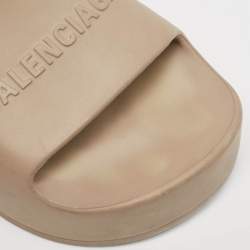 Balenciaga Beige Rubber Logo Chunky Slides Size 36