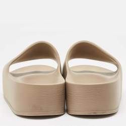 Balenciaga Beige Rubber Logo Chunky Slides Size 36