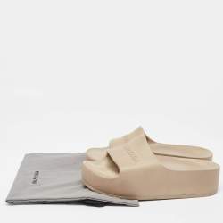 Balenciaga Beige Rubber Logo Chunky Slides Size 36
