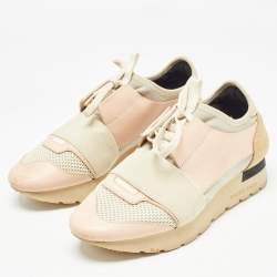 Pre Owned حذاء رياضي بالنسياغا ريس رانر جلد وشبك متعدد الألوان مقاس 36