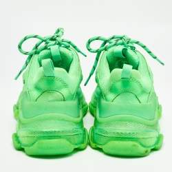 Balenciaga Green Mesh and Faux Leather Triple S Sneakers Size 37