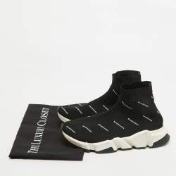 Balenciaga Black Knit Speed Trainer Sneakers Size 38