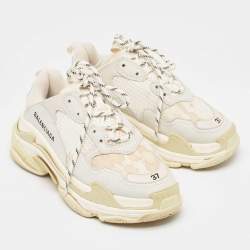 Balenciaga Grey Nubuck and Mesh Triple S Sneakers Size 37