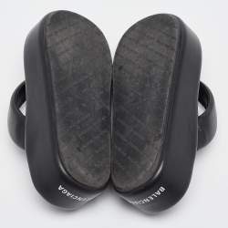 Pre Owned Balenciaga Black Leather Thong Platform Flats Size 40
