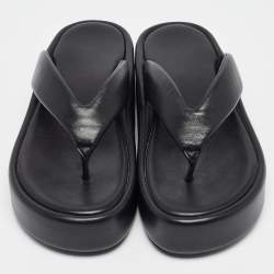 Pre Owned Balenciaga Black Leather Thong Platform Flats Size 40