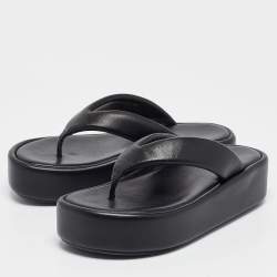 Pre Owned Balenciaga Black Leather Thong Platform Flats Size 40