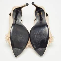 Pre Owned Balenciaga Beige Satin Embellished Slingback Pumps Size 40