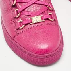 Balenciaga Pink Leather Arena Sneakers Size 38