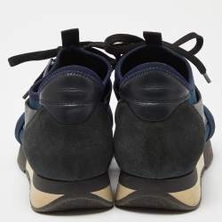 Balenciaga Blue Leather And Stretch Fabric Race Runner Low Top Sneakers Size 39