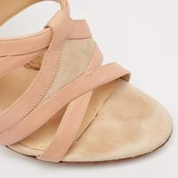 Balenciaga Beige Leather and Suede Ankle Strap Sandals Size 38    
