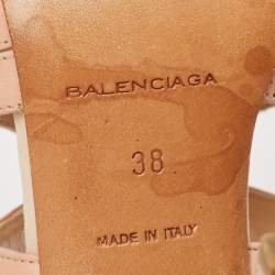 Balenciaga Beige Leather and Suede Ankle Strap Sandals Size 38    