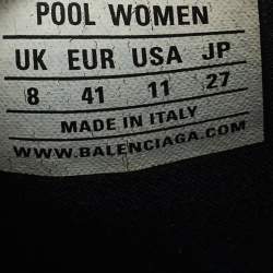 Pre Owned Balenciaga Black Rubber Embossed Logo Pool Slides Size 41