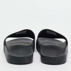 Pre Owned Balenciaga Black Rubber Embossed Logo Pool Slides Size 41