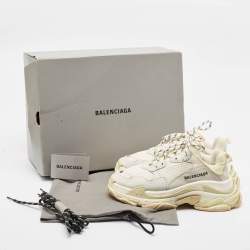 Balenciaga White Leather and Mesh Triple S Low Top Sneakers Size 38