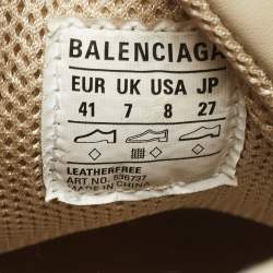 Pre Owned Balenciaga Cream Faux Leather Triple S Sneakers Size 41 