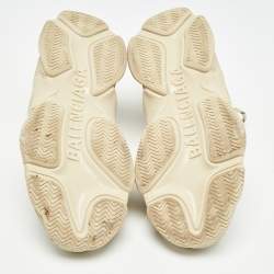 Pre Owned Balenciaga Cream Faux Leather Triple S Sneakers Size 41 