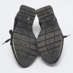 Pre Owned Balenciaga Black Leather and Fabric Race Runner Sneakers Size 37