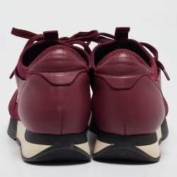 Balenciaga Burgundy Leather and Neoprene Race Runner Sneakers Size 40