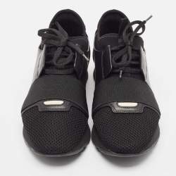 Balenciaga Black Leather and Mesh Race Runner Sneakers Size 40