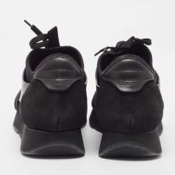Balenciaga Black Leather and Mesh Race Runner Sneakers Size 40