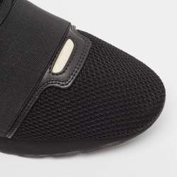 Balenciaga Black Leather and Mesh Race Runner Sneakers Size 40