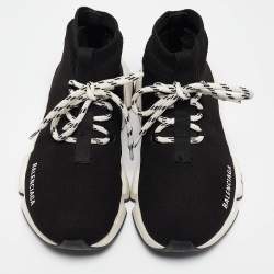 Pre Owned Balenciaga Black Knit Speed Trainer High Top Sneakers Size 37